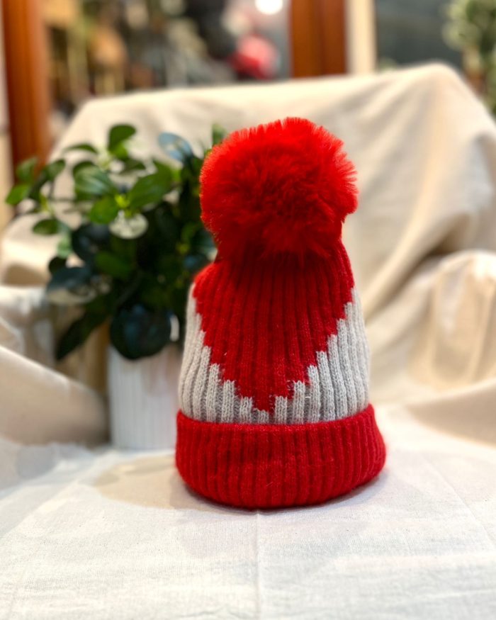 Gorro de lana corazón con pompón - Imagen 2