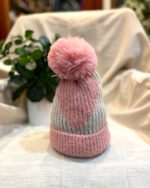 Gorro de lana corazón con pompón - Imagen 3